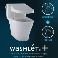 TOTO WASHLET+ Nexus Two-Piece Elongated 1.28 GPF Toilet with Auto Flush S7 Contemporary Bidet Seat, Cotton White, Vitreous China|Plastic, MW4424726CEFGA#01
