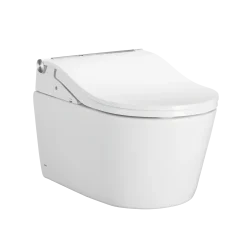 TOTO WASHLET+ RP Wall-Hung D-Shape Toilet with RW Bidet Seat and DuoFit In-Wall 1.28 and 0.9 GPF Auto Dual-Flush Tank System, Matte Silver, Plastic|Steel|Vitreous China, Cotton White, CWT4474547CMFGA#MS