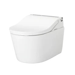 TOTO WASHLET+ RP Wall-Hung D-Shape Toilet with RW Bidet Seat and DuoFit In-Wall 1.28 and 0.9 GPF Auto Dual-Flush Tank System, Matte Silver, Plastic|Steel|Vitreous China, Cotton White, CWT4474547CMFGA#MS