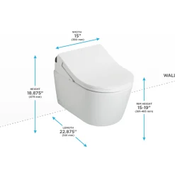TOTO WASHLET+ RP Wall-Hung D-Shape Toilet with RX Bidet Seat and DuoFit In-Wall 1.28 and 0.9 GPF Auto Dual-Flush Tank System, Matte Silver, Vitreous China|Steel|Plastic, CWT4474047CMFGA#MS