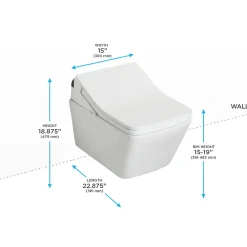 TOTO WASHLET+ SP Wall-Hung Square-Shape Toilet with SX Bidet Seat and DuoFit In-Wall 1.28 and 0.9 GPF Auto Dual-Flush Tank System, Matte Silver, Vitreous China|Steel|Plastic, CWT4494049CMFGA#MS