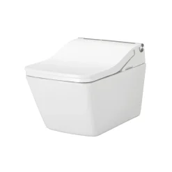 TOTO WASHLET+ SP Wall-Hung Square-Shape Toilet with SW Bidet Seat and DuoFit In-Wall 1.28 and 0.9 GPF Dual-Flush Tank System, Matte Silver, Vitreous China|Plastic|Steel, Cotton White, CWT4494549CMFGA#MS