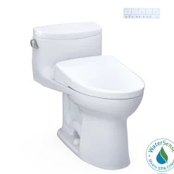 TOTO WASHLET+ Supreme II One-Piece Elongated 1.28 GPF Toilet and WASHLET+ S7A Contemporary Bidet Seat, Cotton White, Vitreous China|Plastic, MW6344736CEFG#01