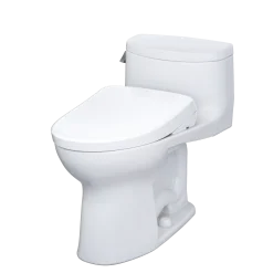 TOTO WASHLET+ Supreme II One-Piece Elongated 1.28 GPF Toilet and WASHLET+ S7 Contemporary Bidet Seat, Cotton White, Vitreous China|Plastic, MW6344726CEFG#01