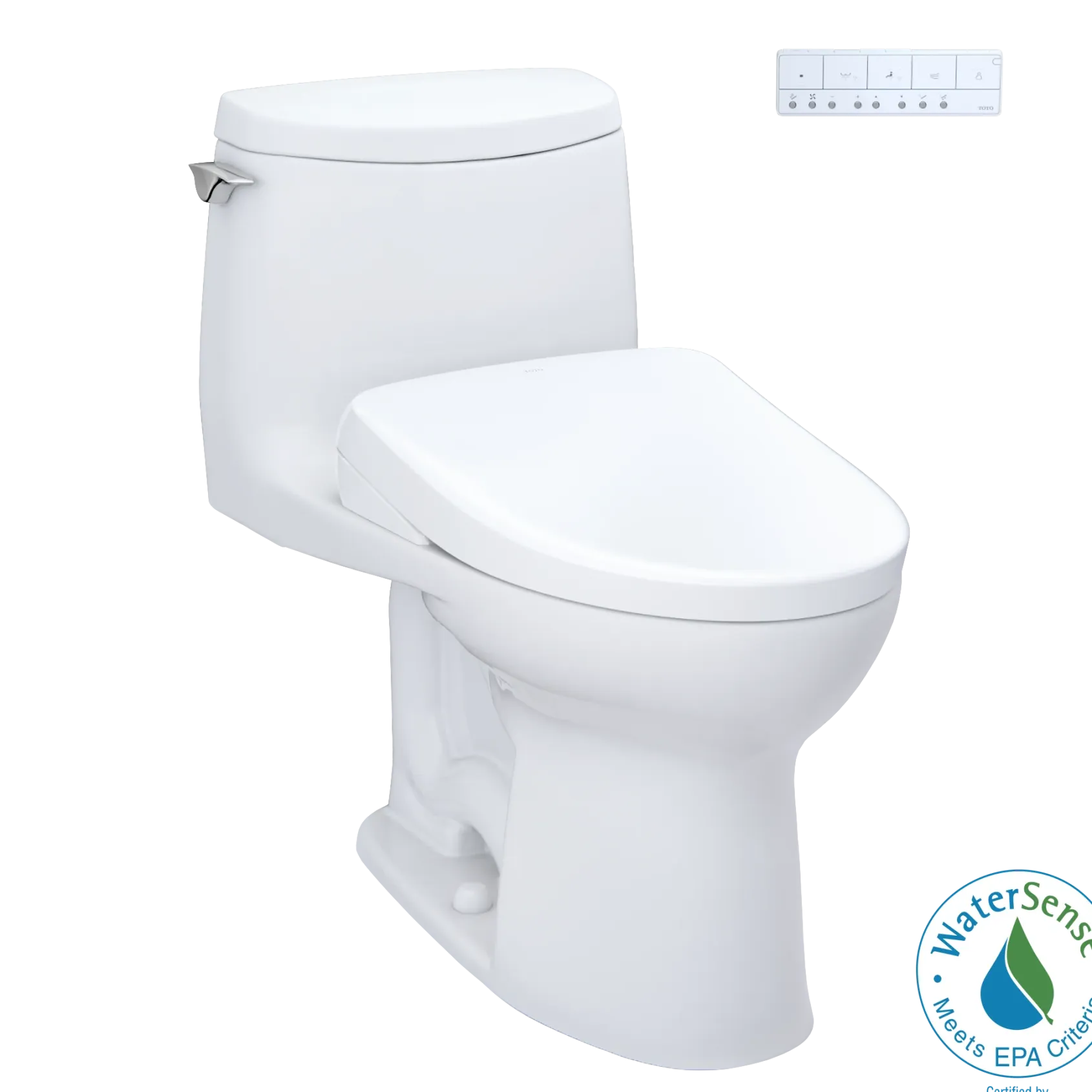 TOTO WASHLET+ UltraMax II 1G One-Piece Elongated 1.0 GPF Toilet with Auto Flush WASHLET+ S7A Contemporary Bidet Seat, Cotton White, Vitreous China|Plastic, MW6044736CUFGA#01