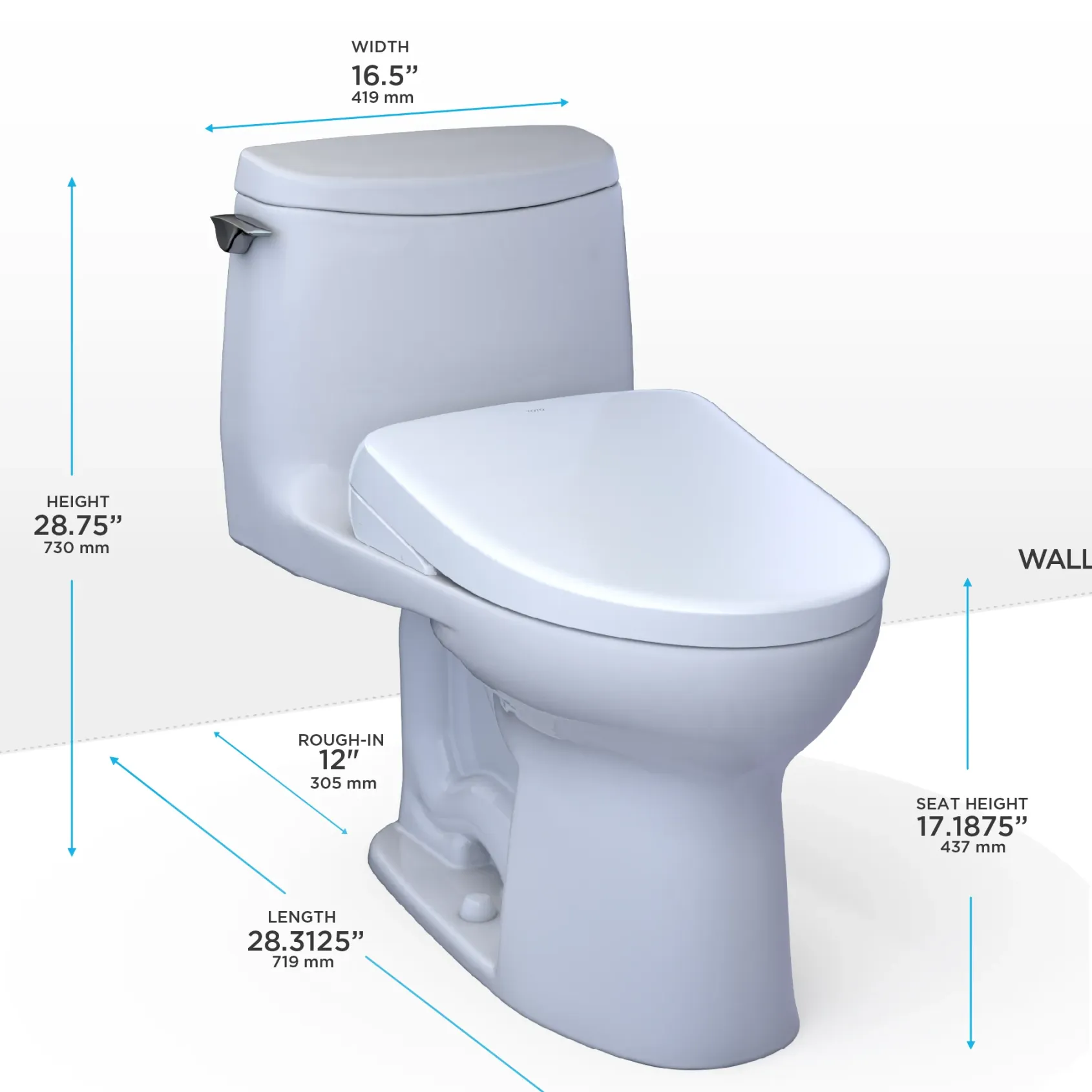 TOTO WASHLET+ UltraMax II 1G One-Piece Elongated 1.0 GPF Toilet with Auto Flush WASHLET+ S7A Contemporary Bidet Seat, Cotton White, Vitreous China|Plastic, MW6044736CUFGA#01