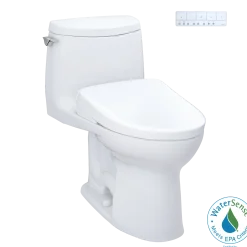 TOTO WASHLET+ UltraMax II 1G One-Piece Elongated 1.0 GPF Toilet and WASHLET+ S7A Contemporary Bidet Seat, Cotton White, Vitreous China|Plastic, MW6044736CUFG#01