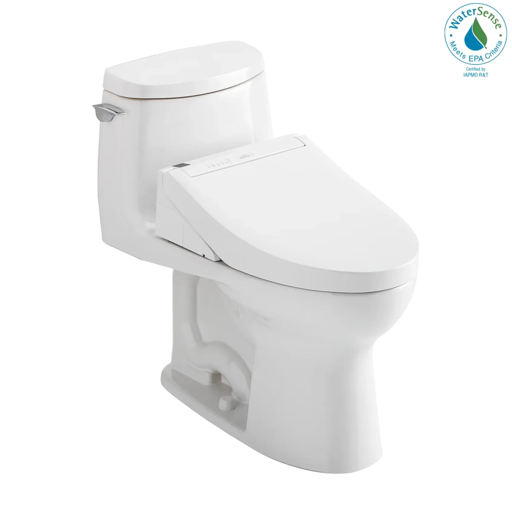 TOTO WASHLET+ UltraMax II 1G One-Piece Elongated 1.0 GPF Toilet and WASHLET+ C5 Bidet Seat, Cotton White, Vitreous China|Plastic, MW6043084CUFG#01