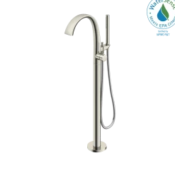 TOTO ZN Single-Handle Freestanding Tub Filler Faucet with 1.75 GPM Handshower, Brushed Nickel, Brass, TBP01301U#BN