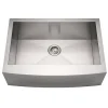 Whitehaus 30" Brushed Stainless Steel Single Bowl Farmhouse Apron Sink, 16 Gauge, WHNCMAP3021
