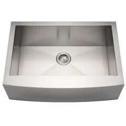 Whitehaus 30" Brushed Stainless Steel Single Bowl Farmhouse Apron Sink, 16 Gauge, WHNCMAP3021