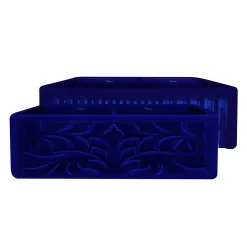 Whitehaus 33" Fireclay Double Bowl Farmhouse Apron Sink, Blue, WHFLGO3318