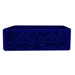 Whitehaus 33" Fireclay Double Bowl Farmhouse Apron Sink, Blue, WHFLGO3318