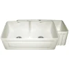 Whitehaus 33" Fireclay Double Bowl Farmhouse Apron Sink, Reversible, Biscuit, WHFLRPL3318