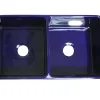 Whitehaus 36" Fireclay Double Bowl Farmhouse Apron Sink, Reversibe, Blue, WH3719