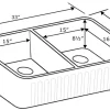 Whitehaus 33" Fireclay Double Bowl Farmhouse Apron Sink, Reversible, Biscuit, WHFLATN3318