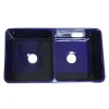 Whitehaus 33" Fireclay Double Bowl Farmhouse Apron Sink, Blue, WHFLPLN3318