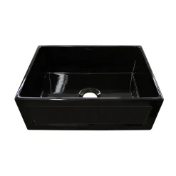 Whitehaus 27" Fireclay Farmhouse Apron Sink, Black, WHPLCON2719
