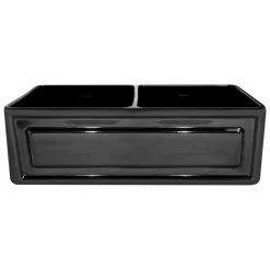 Whitehaus 33" Fireclay Farmhouse Apron Sink, Reversible, Black, WHFLRPL3318