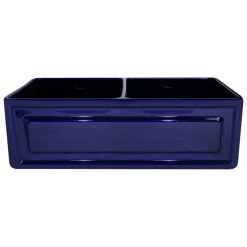 Whitehaus 33" Fireclay Farmhouse Apron Sink, Reversible, Blue, WHFLRPL3318
