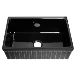 Whitehaus 30" Fireclay Farmhouse Apron Sink, Black, Reversible, WHQ330