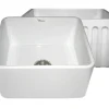 Whitehaus 20" Fireclay Farmhouse Apron Sink, Reversible, White, WHFLPLN2018