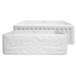 Whitehaus 30" Fireclay Farmhouse Sink, Single Bowl, White, WHFLGO3018