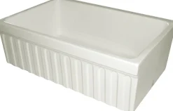Whitehaus 30" Fireclay Farmhouse Apron Sink, Reversible, Biscuit, WHQ330