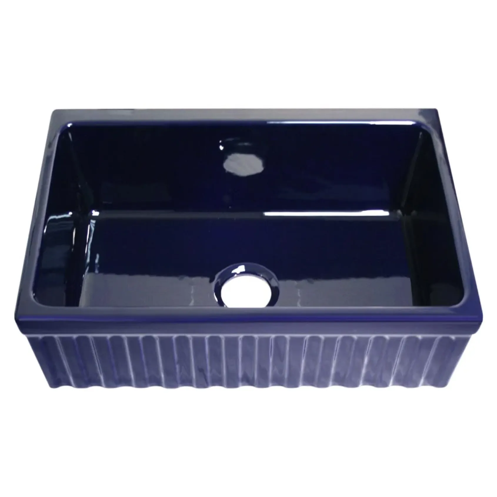 Whitehaus 30" Fireclay Farmhouse Apron Sink, Blue, Reversible, WHQ330