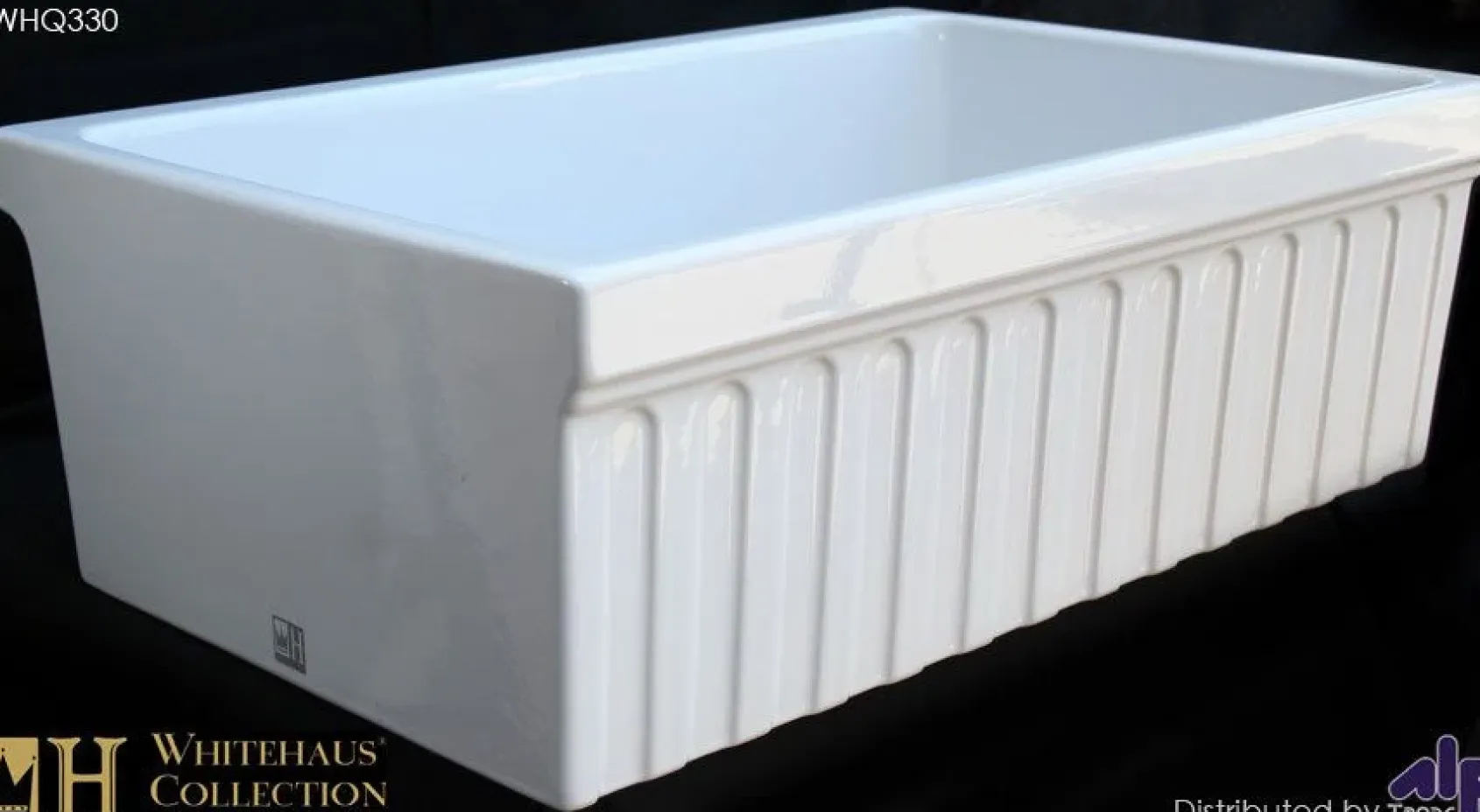 Whitehaus 30" Fireclay Farmhouse Apron Sink, White, Reversible, WHQ330