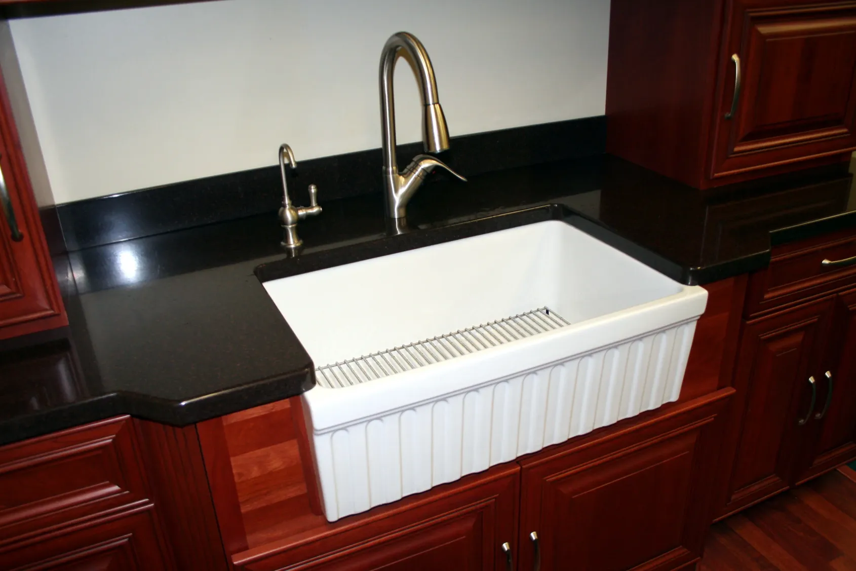 Whitehaus 30" Fireclay Farmhouse Apron Sink, White, Reversible, WHQ330