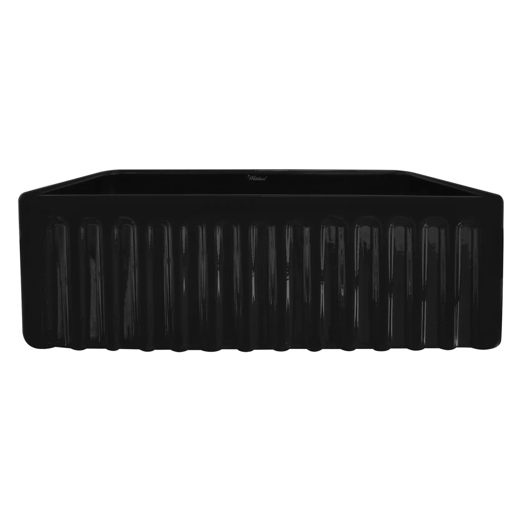 Whitehaus 30" Fireclay Farmhouse Sink, Single Bowl, Black, WHFLGO3018