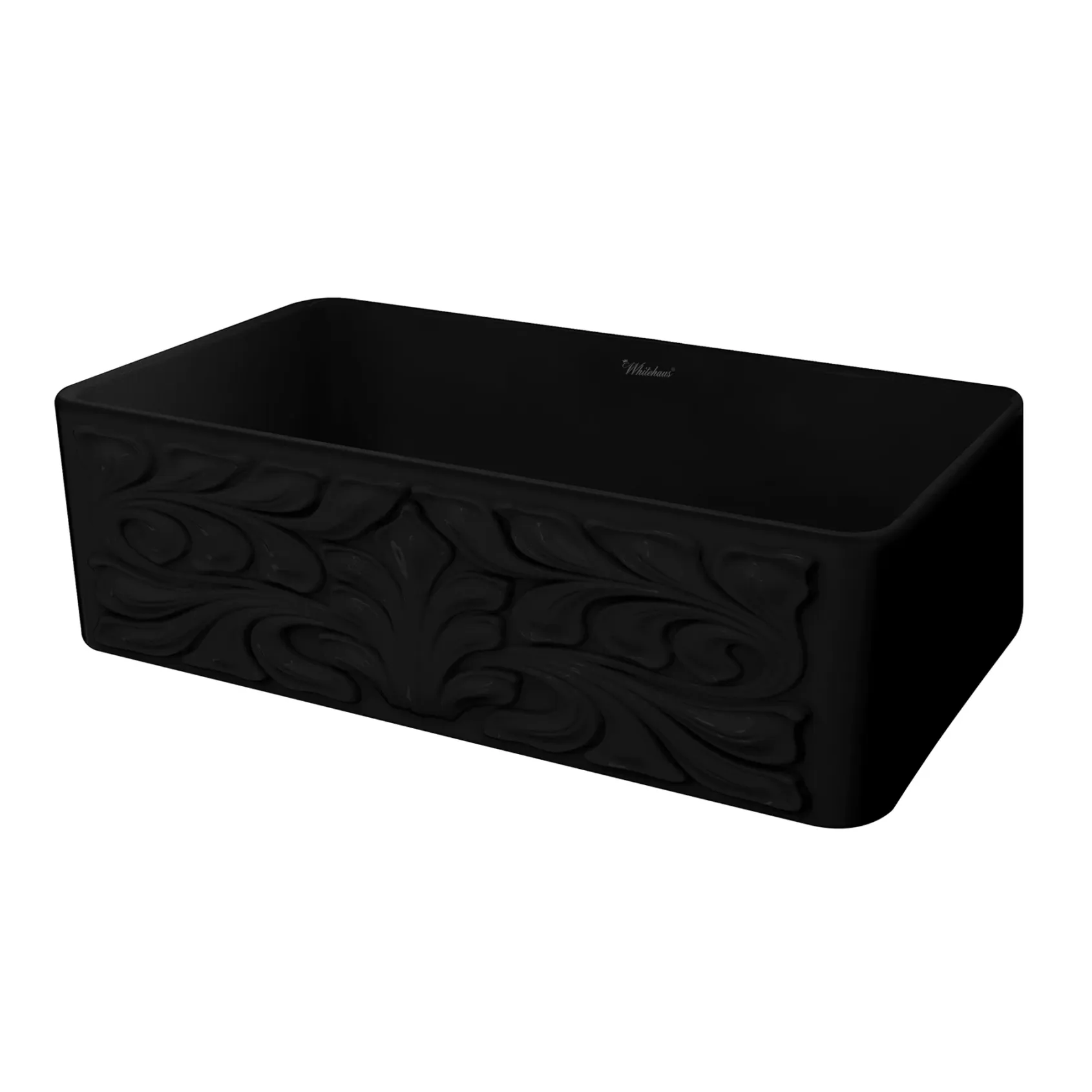 Whitehaus 30" Fireclay Farmhouse Sink, Single Bowl, Black, WHFLGO3018