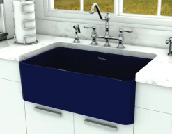 Whitehaus 30" Fireclay Farmhouse Apron Sink, Blue, WH3018