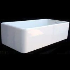 Whitehaus 36" Fireclay Offset Drain Farmhouse Apron Sink, White, WH3618