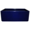 Whitehaus 24" Fireclay Single Bowl Farmhouse Apron Sink, Reversible, Blue, WHFLPLN2418