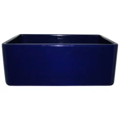 Whitehaus 24" Fireclay Single Bowl Farmhouse Apron Sink, Reversible, Blue, WHFLPLN2418