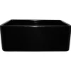 Whitehaus 24" Fireclay Single Bowl Farmhouse Apron Sink, Reversible, Black, WHFLPLN2418