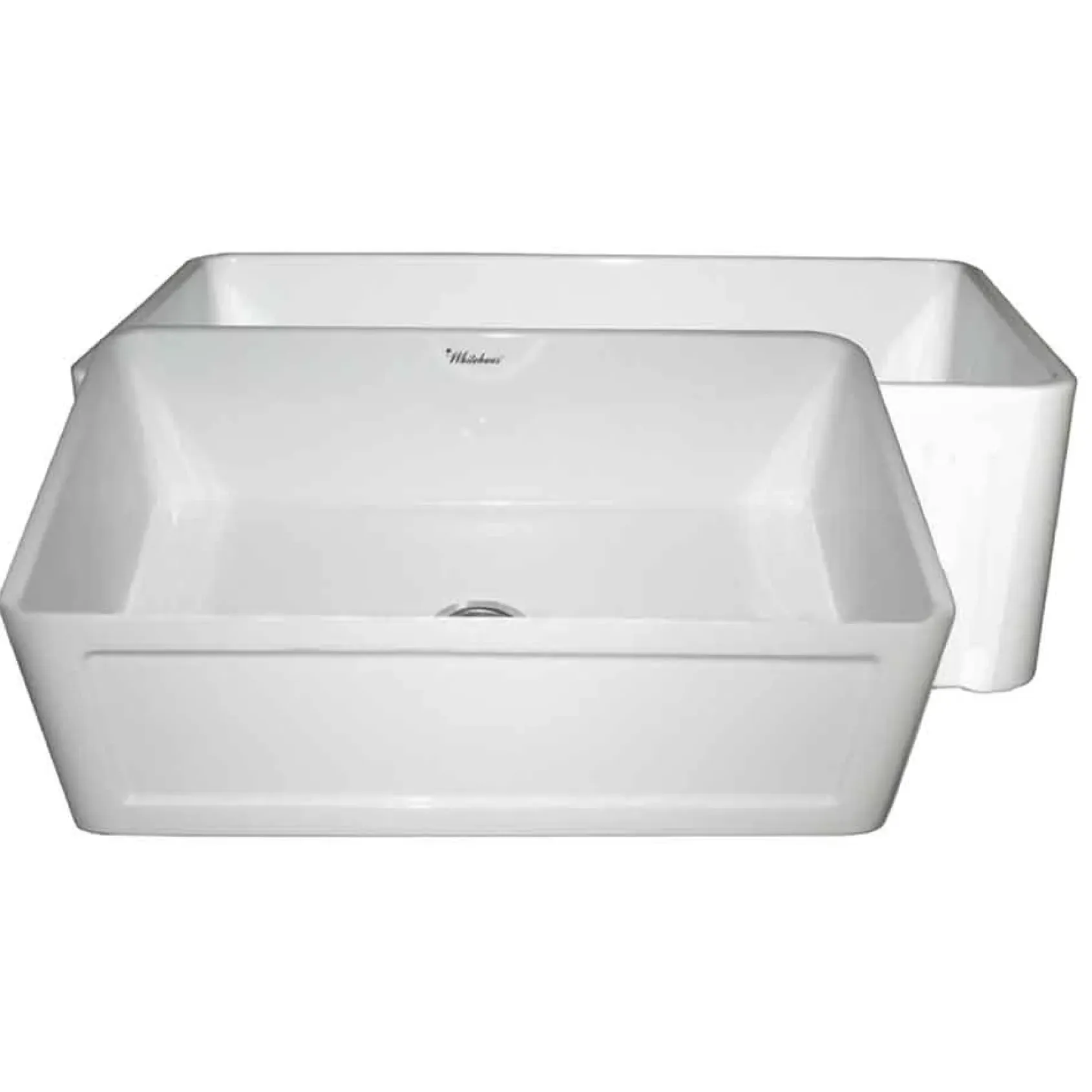 Whitehaus 30" Fireclay Single Bowl Farmhouse Apron Sink, Reversible, White, WHFLCON3018