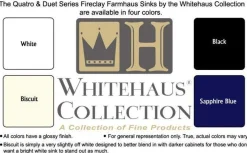 Whitehaus 20" Fireclay Single Bowl Farmhouse Apron Sink, Reversible, Biscuit, WHFLCON2018