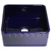 Whitehaus 20" Fireclay Single Bowl Farmhouse Apron Sink, Reversible, Blue, WHFLATN2018