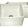 Whitehaus 20" Fireclay Single Bowl Farmhouse Apron Sink, Reversible, Biscuit, WHFLATN2018
