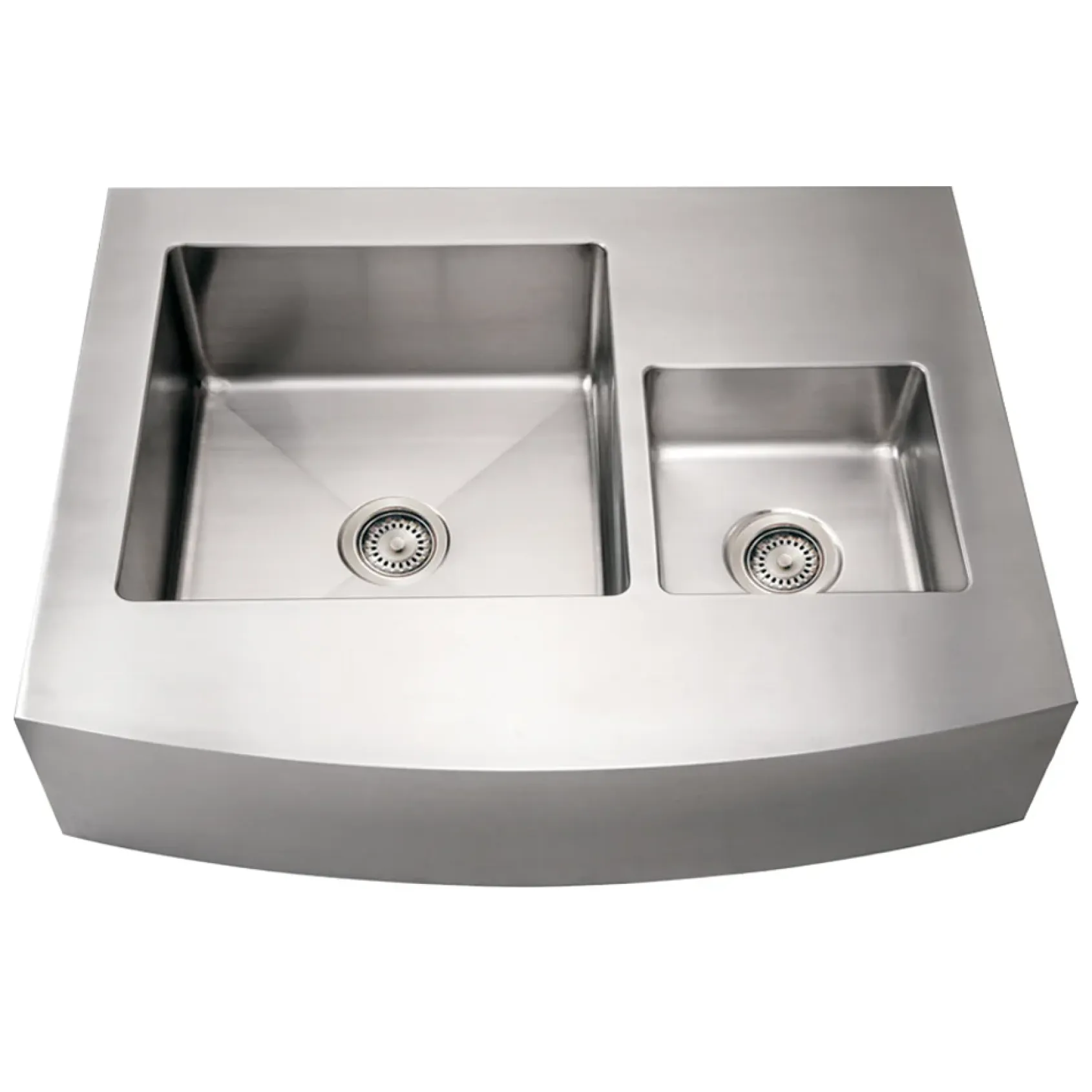 Whitehaus 36" Stainless Steel Double Bowl Farmhouse Apron Sink, 16 Gauge, WHNCMDAP3629