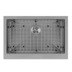 Whitehaus 30" Stainless Steel Farmhouse Apron Sink Kit, Gunmetal, WHNPL3020-GM