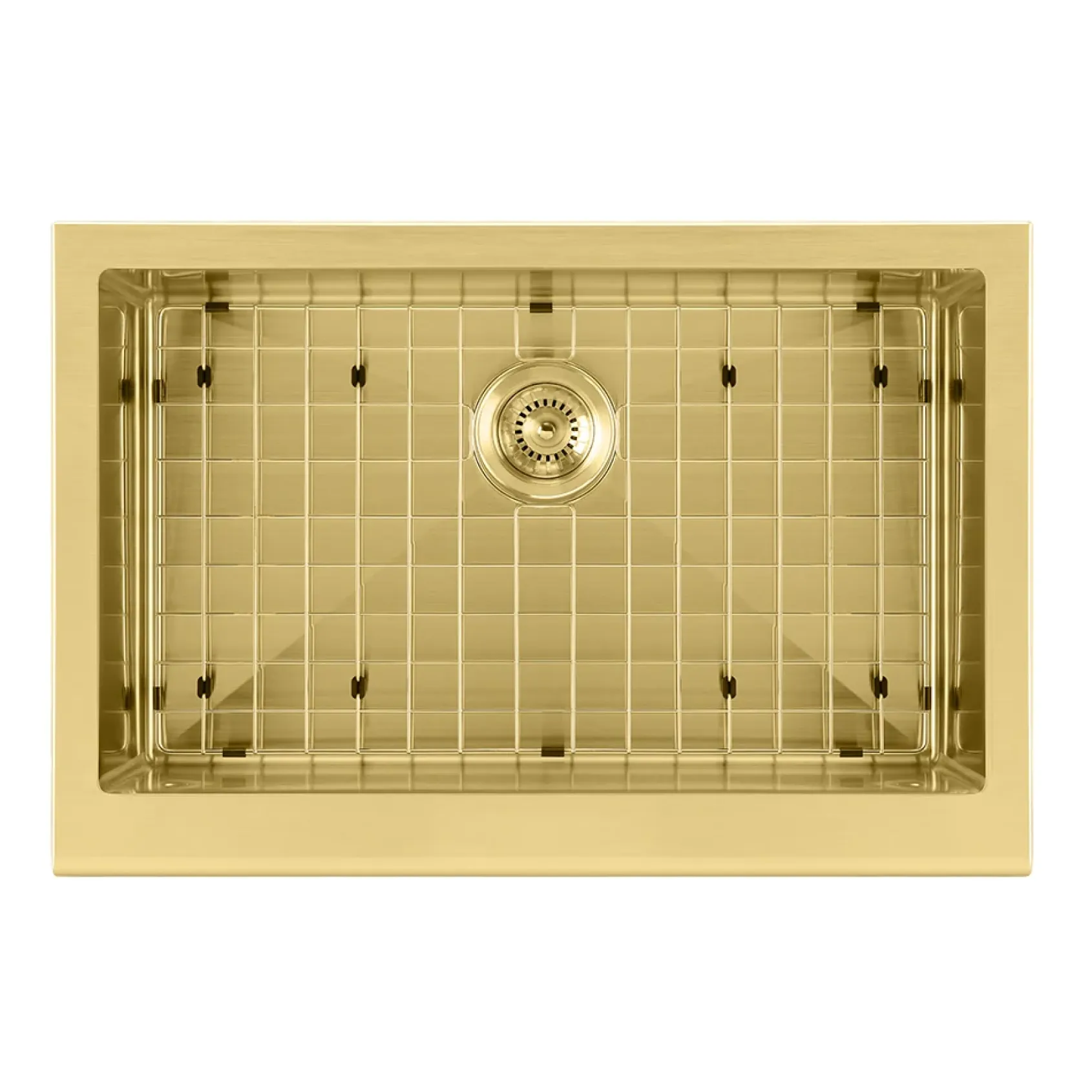 Whitehaus 30" Stainless Steel Farmhouse Apron Sink Kit, Brass, WHNPL3020-B